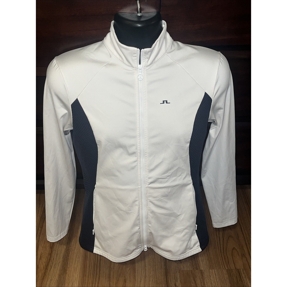 J.Lindeberg Joy Mid Layer Full Zip Women's Large White Blue Golf Performance
